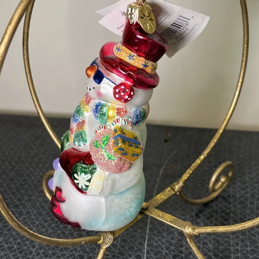 Vtg Radko Hot & Frosty Snowman Glass Christmas Ornament 5